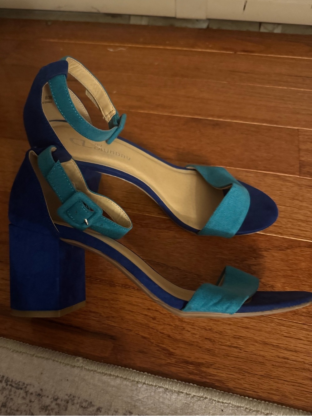 CL by Laundry Two-Tone Blue and Teal Block Heel Sandals